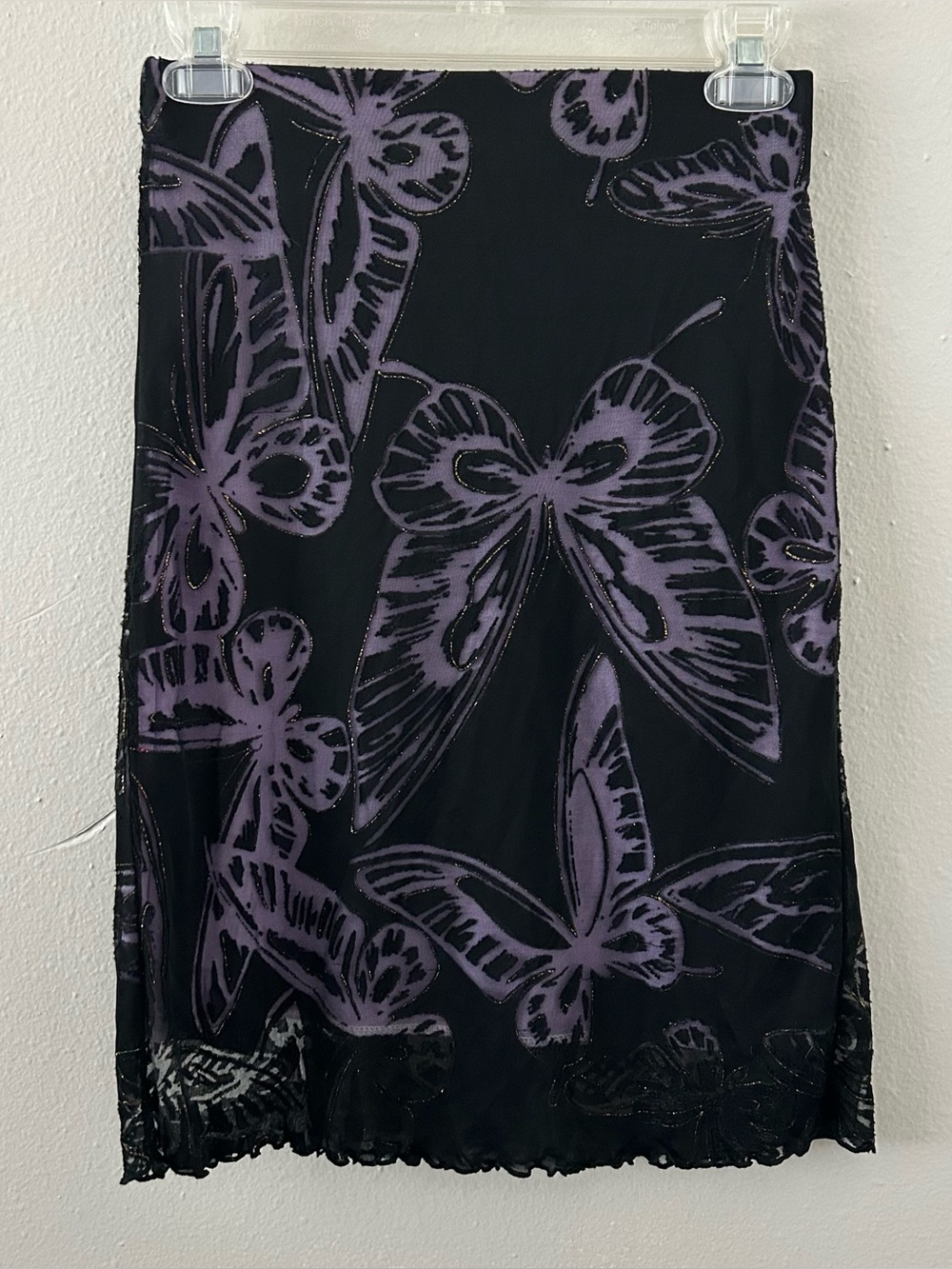 Sheer Layered Butterfly Skirt Size S Y2K 90s Whimsigoth Dark Fairy Black Purple